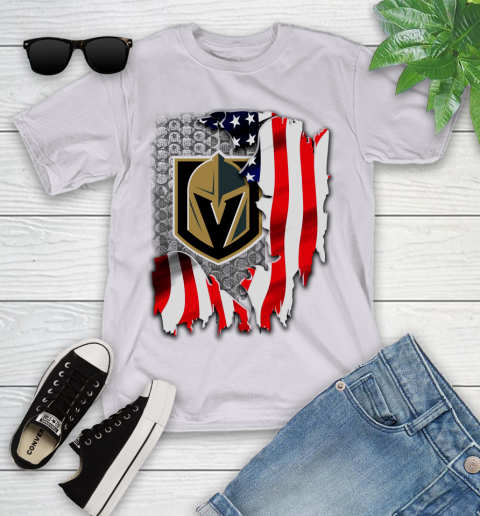 Vegas Golden Knights NHL Hockey American Flag Youth T-Shirt 4