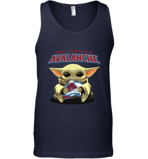 7lry baby yoda hugs the colorado avalanche unisex tank 17 front navy