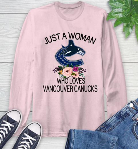 NHL Just A Woman Who Loves Vancouver Canucks Hockey Sports Long Sleeve T-Shirt 8