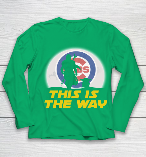 Chicago Cubs MLB Baseball Star Wars Yoda And Mandalorian This Is The Way Youth Long Sleeve 4