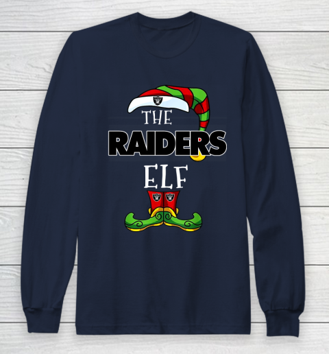 Oakland Raiders Christmas ELF Funny NFL Long Sleeve T-Shirt 2