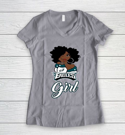 Philadelphia Eagles Girl NFL Women's V-Neck T-Shirt 4