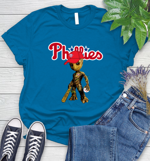 MLB Philadelphia Phillies Groot Guardians Of The Galaxy Baseball Women's T-Shirt 7