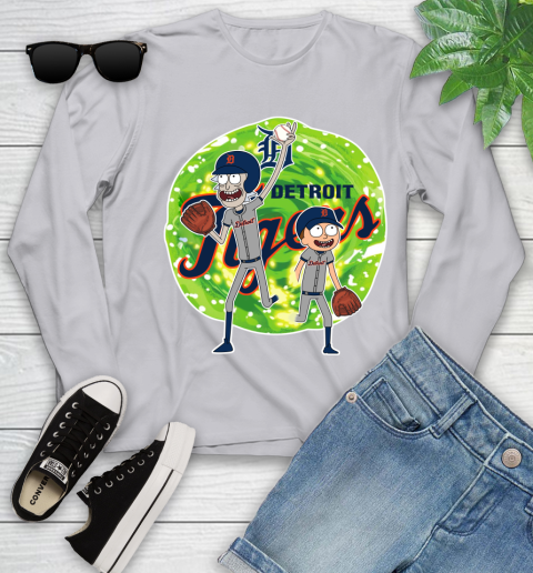 MLB Detroit Tigers Rick And Morty Baseball Sports Youth Long Sleeve 5