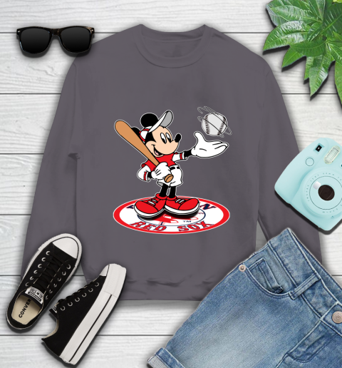 MLB Baseball Boston Red Sox Cheerful Mickey Disney Shirt Youth Sweatshirt 5