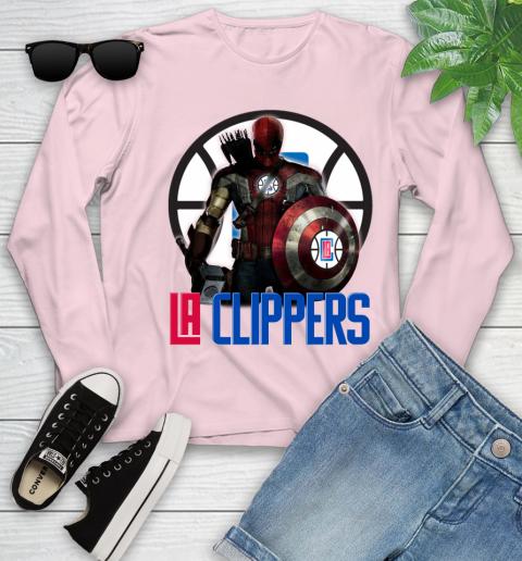 LA Clippers NBA Basketball Captain America Thor Spider Man Hawkeye Avengers Youth Long Sleeve 10