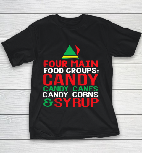 4 Main Food Groups Elf Buddy Christmas Youth T-Shirt