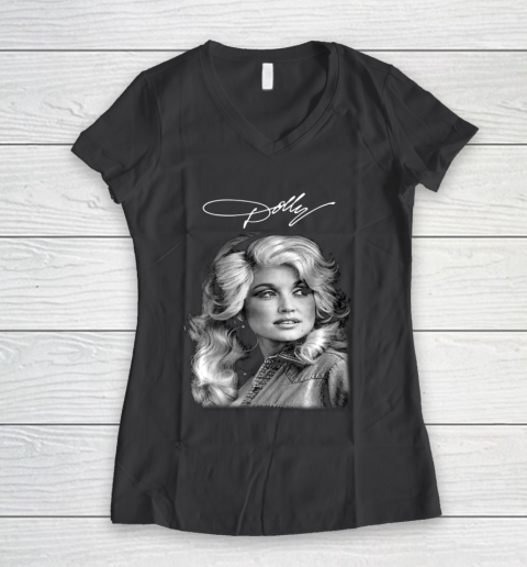 Dolly Parton Classic Vintage Signature Women's V-Neck T-Shirt 6