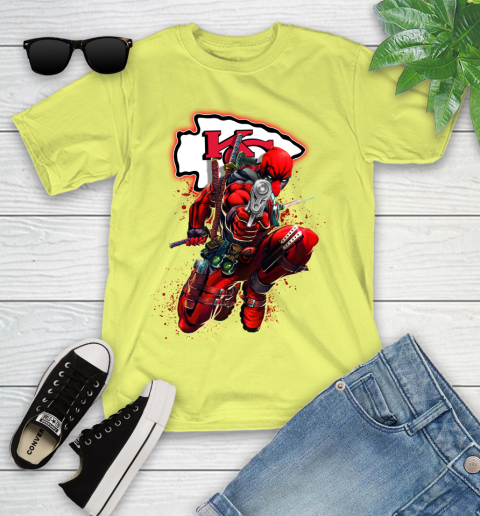 NFL Deadpool Marvel Comics Sports Football Kansas City Chiefs Youth T-Shirt 8