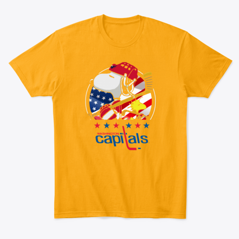 kmtp washington capitals snoopy and woodstock nhl classic t shirt 2 front gold