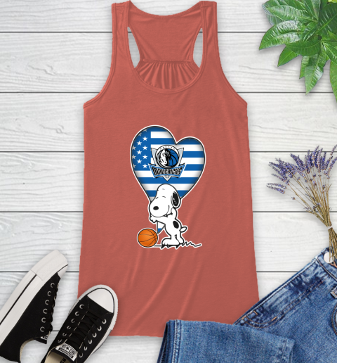 Dallas Mavericks NBA Basketball The Peanuts Movie Adorable Snoopy Racerback Tank 4
