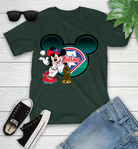 MLB Philadelphia Phillies The Commissioner's Trophy Mickey Mouse Disney Youth T-Shirt 5