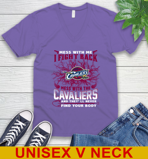 NBA Basketball Cleveland Cavaliers Mess With Me I Fight Back Mess With My Team And They'll Never Find Your Body Shirt V-Neck T-Shirt 8