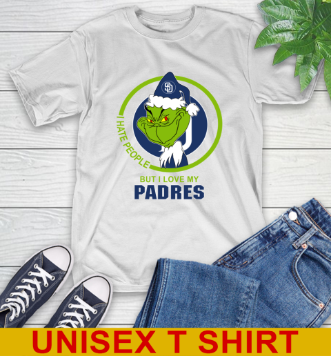 San Diego Padres MLB Christmas Grinch I Hate People But I Love My Favorite Baseball Team T-Shirt