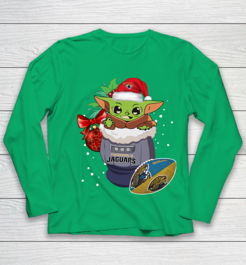 Jacksonville Jaguars Christmas Baby Yoda Star Wars Funny Happy NFL Youth Long Sleeve 6