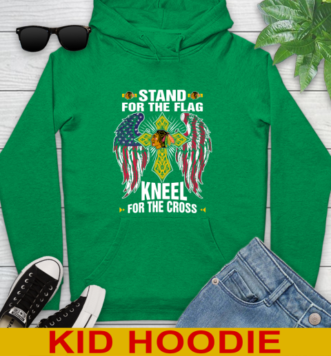NHL Hockey Chicago Blackhawks Stand For Flag Kneel For The Cross Shirt Youth Hoodie 8