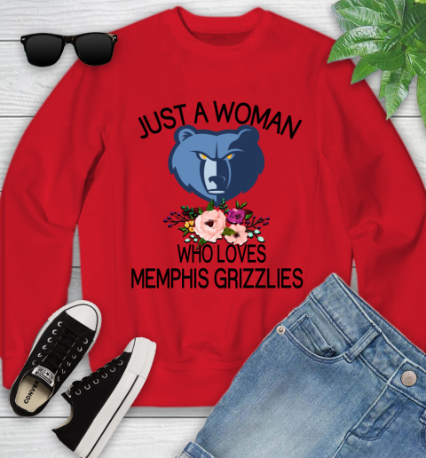 NBA Just A Woman Who Loves Memphis Grizzlies Basketball Sports Youth Sweatshirt 5
