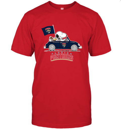 Snoopy And Woodstock Ride The Floria Panthers Car NFL Unisex Jersey Tee