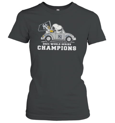 Peanuts Snoopy And Woodstock On Car X New York Yankees World Series Champions Women's T-Shirt