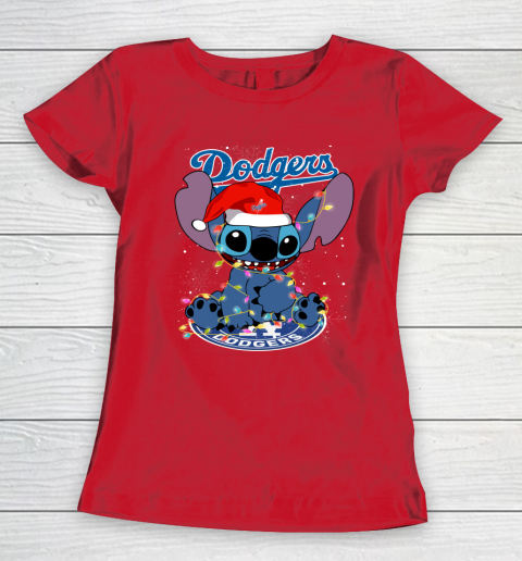 Los Angeles Dodgers MLB noel stitch Baseball Christmas Women's T-Shirt 7