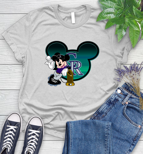 MLB Colorado Rockies The Commissioner's Trophy Mickey Mouse Disney Women's T-Shirt