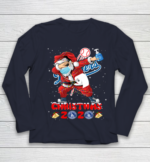 Los Angeles Dodgers Funny Santa Claus Dabbing Christmas 2020 MLB Youth Long Sleeve 2