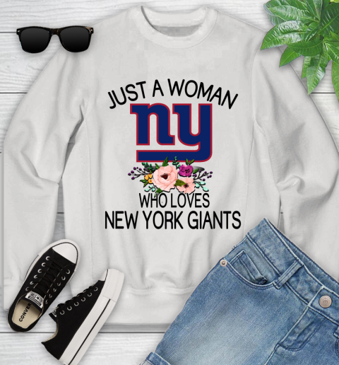 NFL Just A Woman Who Loves New York Giants Football Sports Youth Sweatshirt
