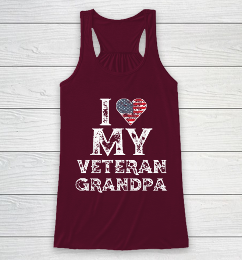 I Love My Veteran Grandpa Vintage Veteran's Day Racerback Tank 2