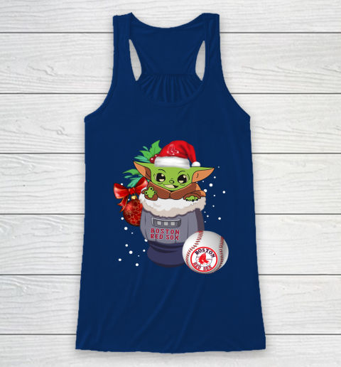 Boston Red Sox Christmas Baby Yoda Star Wars Funny Happy MLB Racerback Tank 7