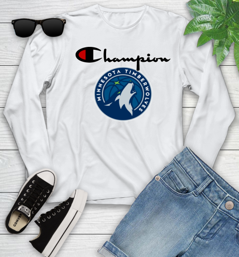 NBA Basketball Minnesota Timberwolves Champion Shirt Youth Long Sleeve