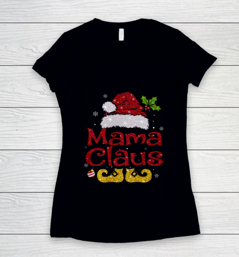 Funny Santa Mama Claus Christmas Matching Family Group Women's V-Neck T-Shirt