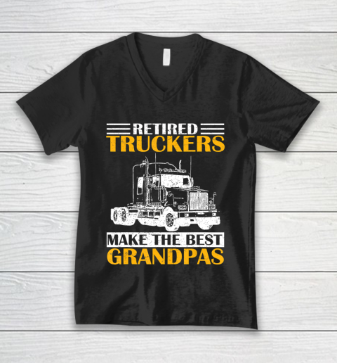 GrandFather gift shirt Vintage Retired Trucker Make The Best Grandpa Retirement Tee T Shirt V-Neck T-Shirt