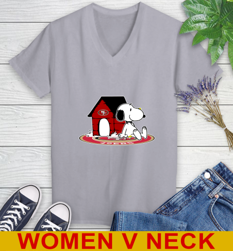 NFL Football San Francisco 49ers Snoopy The Peanuts Movie Shirt Women's V-Neck T-Shirt 5