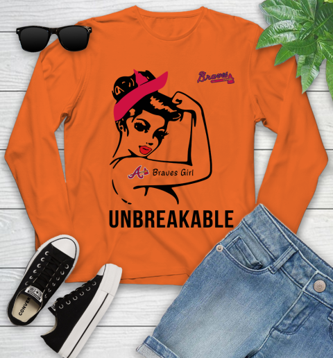 MLB Atlanta Braves Girl Unbreakable Baseball Sports Youth Long Sleeve 2
