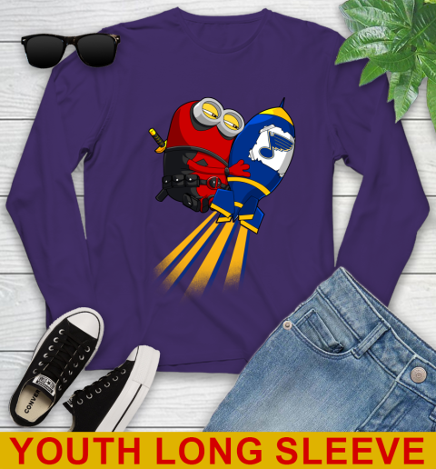 NHL Hockey St.Louis Blues Deadpool Minion Marvel Shirt Youth Long Sleeve 4