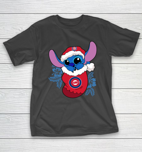 Chicago Cubs Christmas Stitch In The Sock Funny Disney MLB T-Shirt