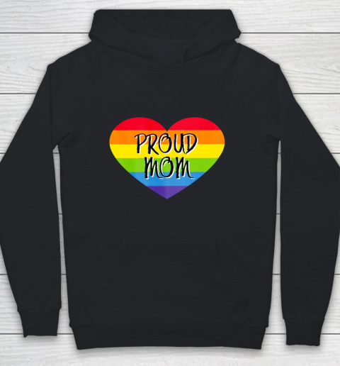 Proud Mom Rainbow Flag Gay Pride Month Support Youth Hoodie
