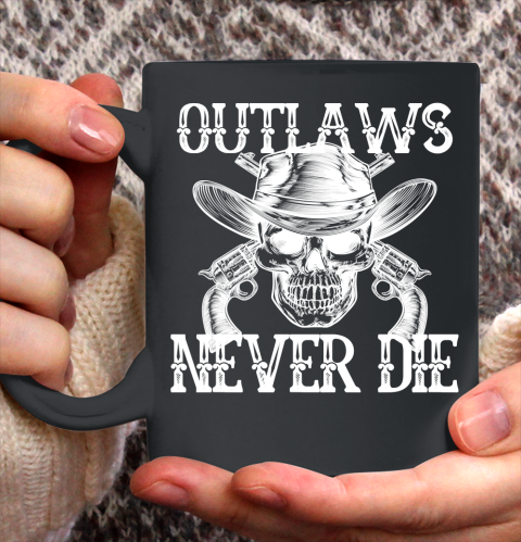 Outlaws Never Die shirt skull biker Ceramic Mug 11oz 2