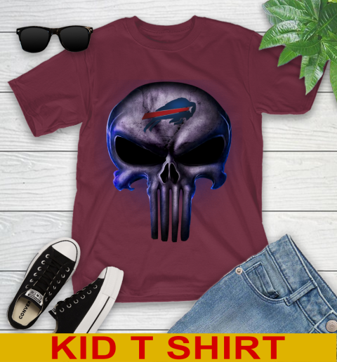 Buffalo Bills NFL Football Punisher Skull Sports Youth T-Shirt 5