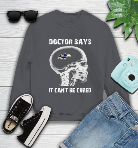 NFL Baltimore Ravens Football Skull It Can't Be Cured Shirt Sweatshirt - Image 7