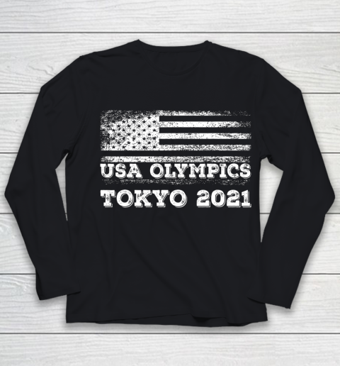 American Flag For US Team Tokyo Olympic 2021 USA Team Shirt Youth Long Sleeve