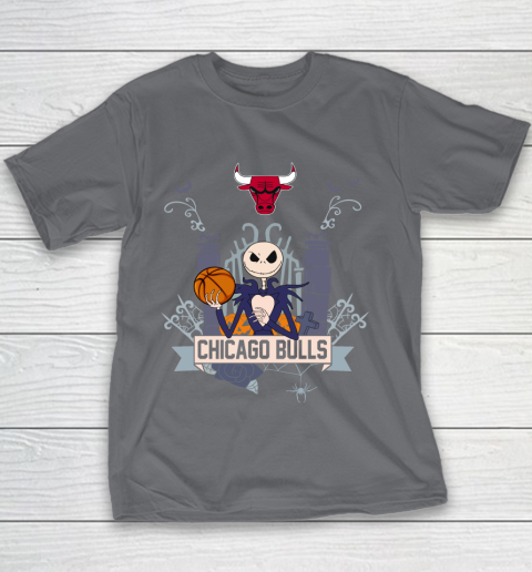 NBA Chicago Bulls Basketball Jack Skellington Halloween Youth T-Shirt 5