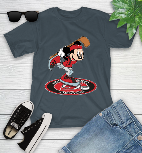NHL Hockey New Jersey Devils Cheerful Mickey Disney Shirt Youth T-Shirt 8