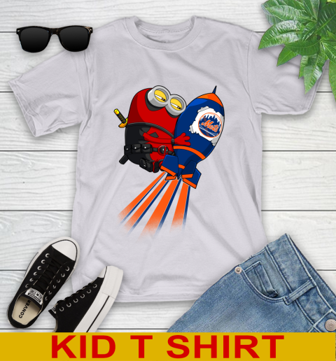 MLB Baseball New York Mets Deadpool Minion Marvel Shirt Youth T-Shirt 4