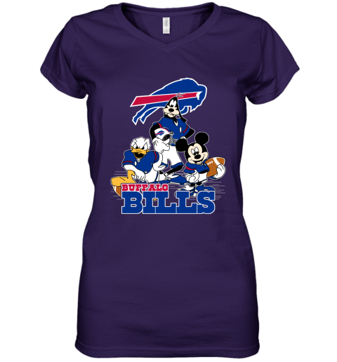 NFL Buffalo Bills Mickey Mouse Donald Duck Goofy Football Shirt Women's  V-Neck T-Shirt