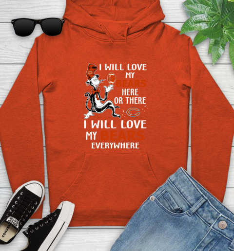 NFL Football Chicago Bears I Will Love My Bears Everywhere Dr Seuss Shirt Youth Hoodie 4