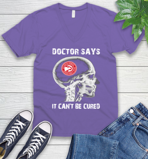 NBA Atlanta Hawks Basketball Skull It Can't Be Cured Shirt V-Neck T-Shirt 8
