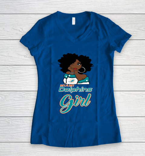 Miami Dolphins Girl NFL Women's V-Neck T-Shirt 9