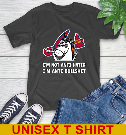 Atlanta Braves MLB Baseball Unicorn I'm Not Anti Hater I'm Anti Bullshit T-Shirt 2