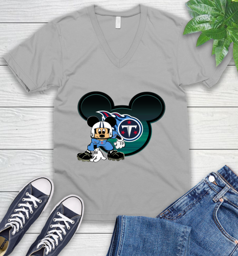 NFL Tennessee Titans Mickey Mouse Disney Football T Shirt V-Neck T-Shirt 4